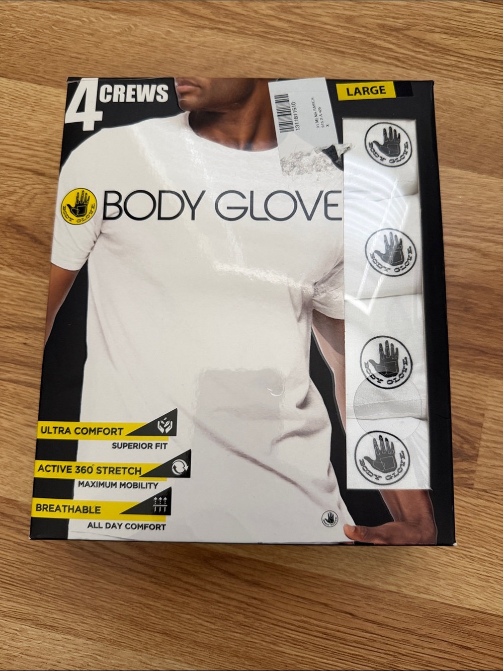 Body Glove White Crew Tee Pack with Logo Accents